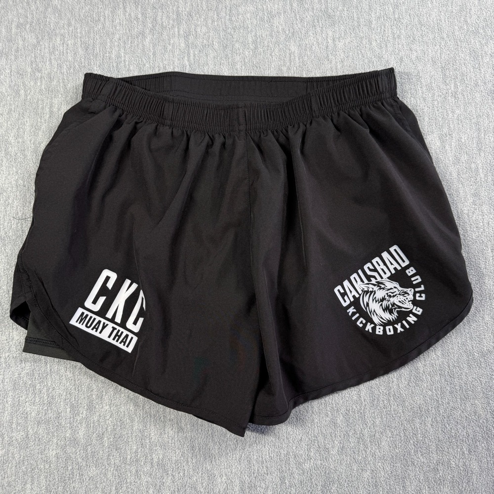 Carlsbad Kickboxing Club Shorts Mens Medium Black Muay Thai Martial Arts Athleti